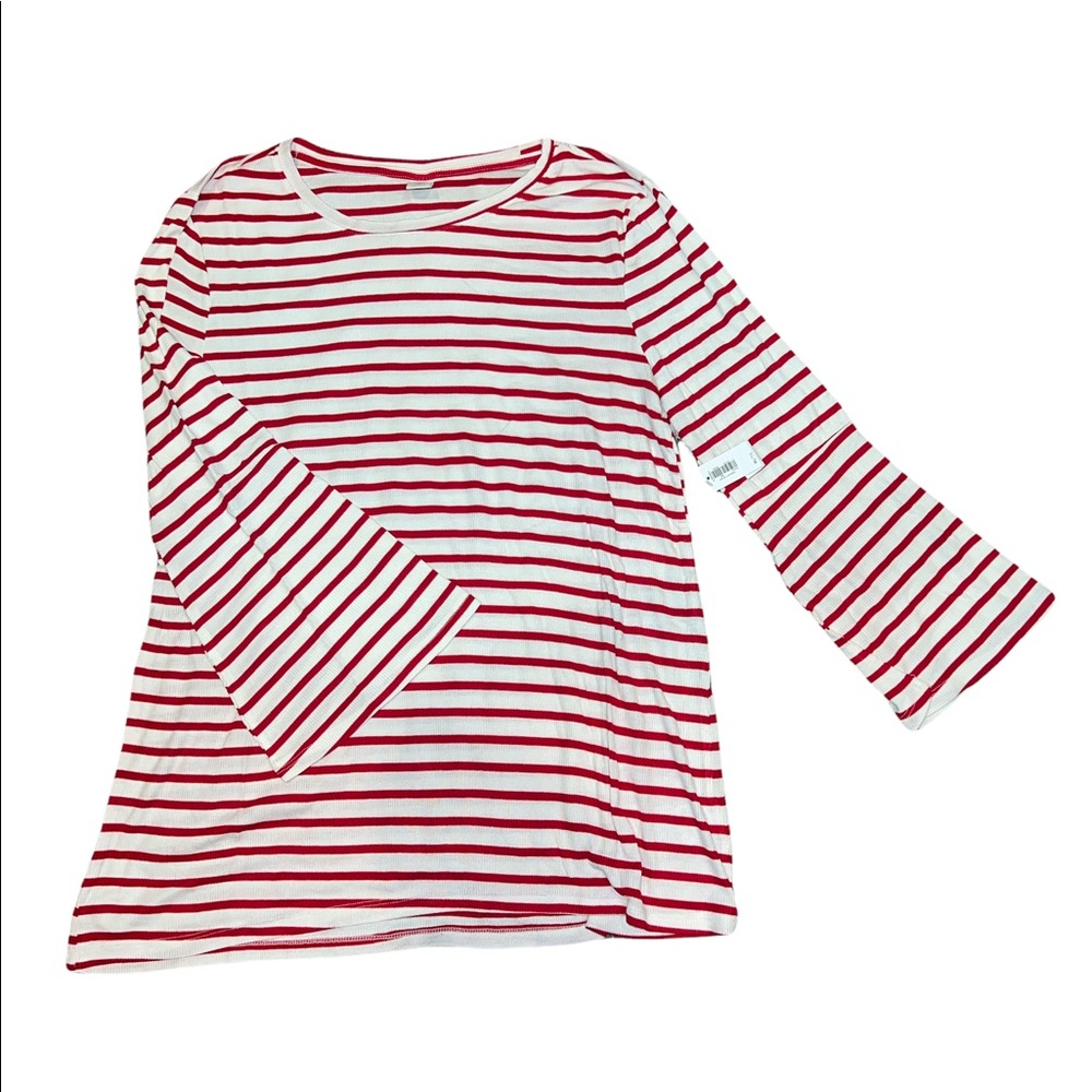 Old Navy Red and White Striped Bell Sleeve Tunic Top